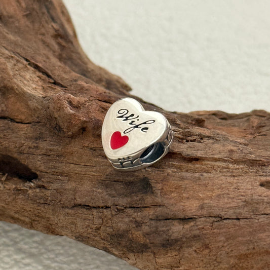 Love Wife Exclusive Heart Bead Charm for Pandora Bracelet