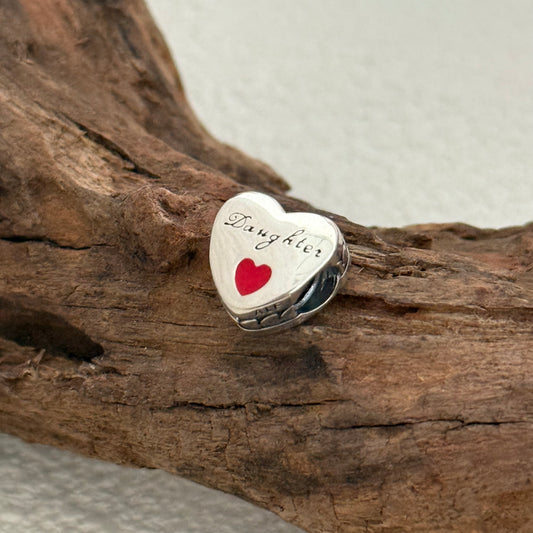 Love Daughter Exclusive Heart Bead Charm for Pandora Bracelet