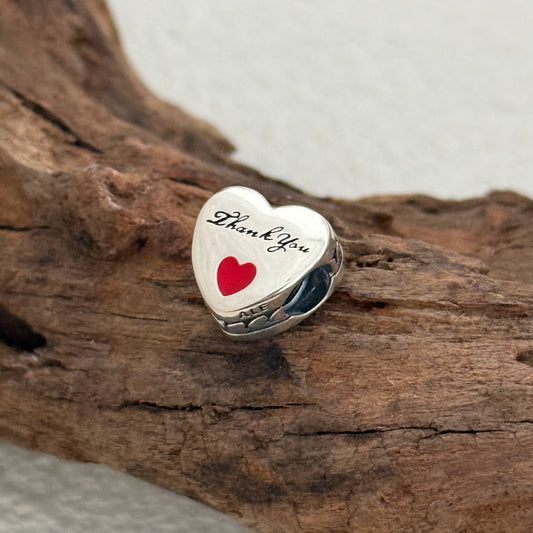 Thank you Exclusive Heart Bead Charm for Pandora Bracelet