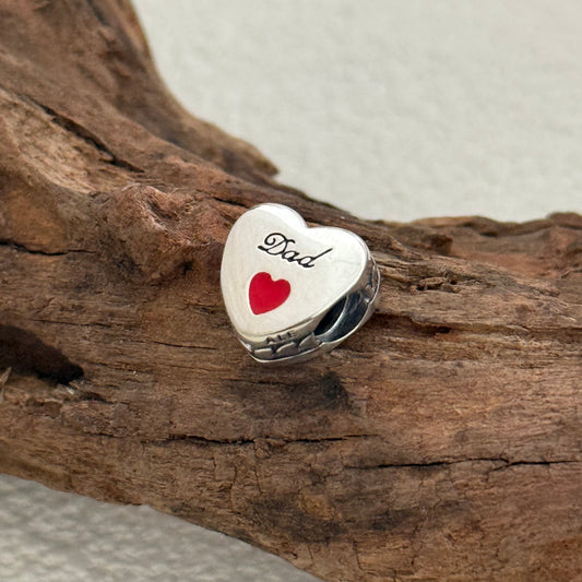 Love Dad Exclusive Heart Bead Charm for Pandora Bracelet