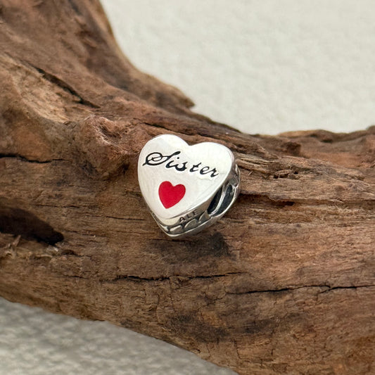Love Sister Exclusive Heart Bead Charm for Pandora Bracelet