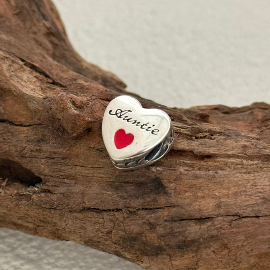 Love Auntie Exclusive Heart Bead Charm for Pandora Bracelet