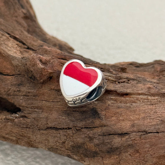 Indonesia Flag Exclusive Heart Bead Charm for Pandora Bracelet