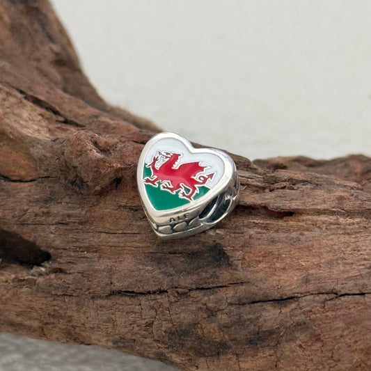 Wales Flag Exclusive Heart Bead Charm for Pandora Bracelet
