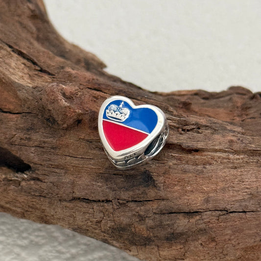 Liechtenstein Flag Exclusive Heart Bead Charm for Pandora Bracelet