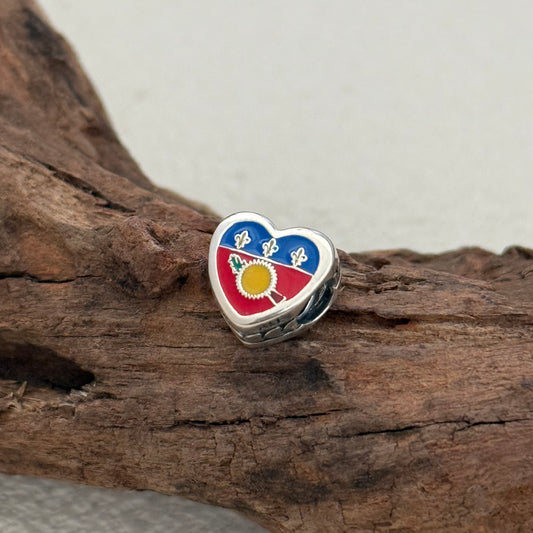 Guadeloupe Flag Exclusive Heart Bead Charm for Pandora Bracelet