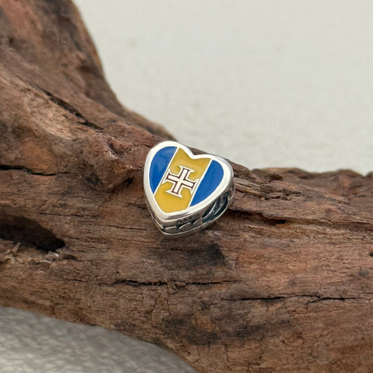 I Love Madeira Island Flag Exclusive Heart Bead Charm for Pandora Bracelet