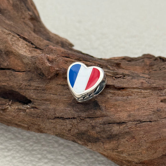 Reunion Flag Exclusive Heart Bead Charm for Pandora Bracelet