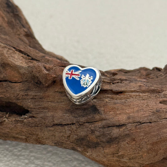 Pitcairn lslands Flag Exclusive Heart Bead Charm for Pandora Bracelet