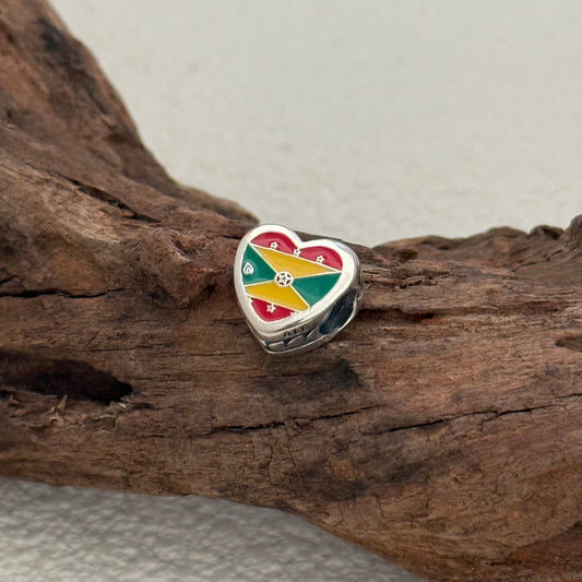 Grenada Flag Exclusive Heart Bead Charm for Pandora Bracelet