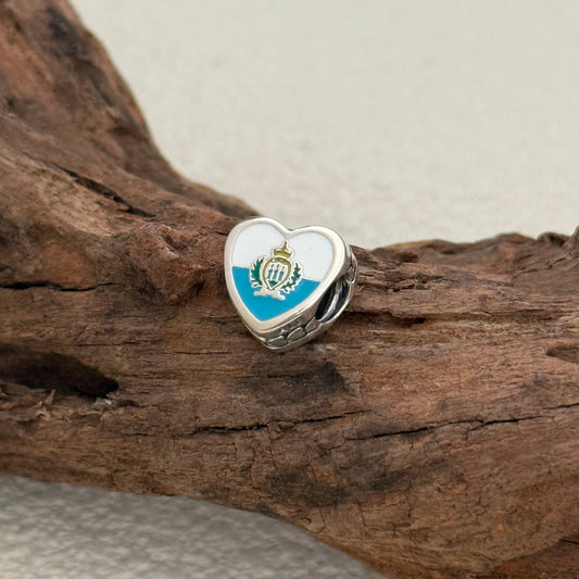 San Marino Flag Exclusive Heart Bead Charm for Pandora Bracelet