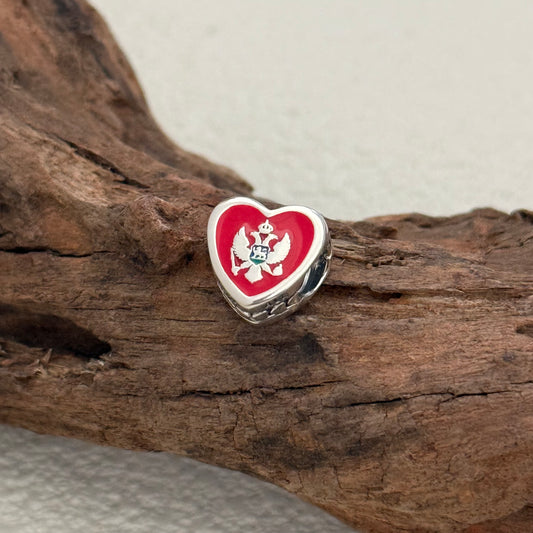 Montenegro Flag Exclusive Heart Bead Charm for Pandora Bracelet