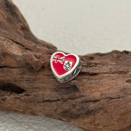 Bermuda Flag Exclusive Heart Bead Charm for Pandora Bracelet