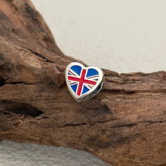England Flag Exclusive Heart Bead Charm for Pandora Bracelet