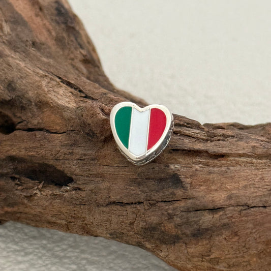 ITALY Flag Exclusive Heart Bead Charm for Pandora Bracelet