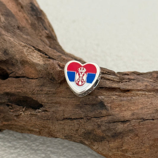Serbia Flag Exclusive Heart Bead Charm for Pandora Bracelet