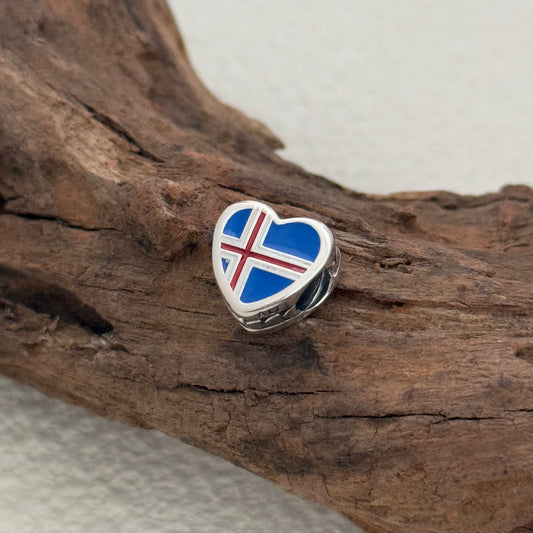 Love Iceland Flag Exclusive Heart Bead Charm for Pandora Bracelet