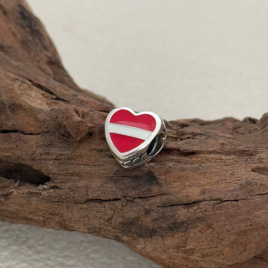Latvia Flag Exclusive Heart Bead Charm for Pandora Bracelet