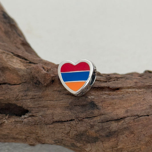 Armenia Flag Exclusive Heart Bead Charm for Pandora Bracelet