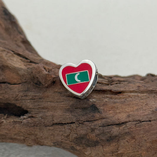 Maldives Flag Exclusive Heart Bead Charm for Pandora Bracelet