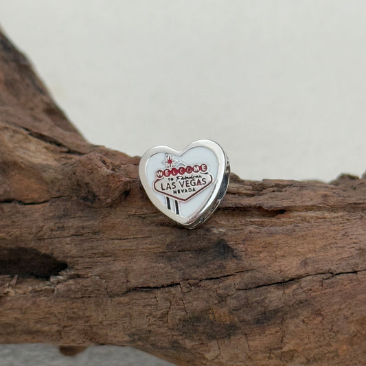 Las Vegas Make it memorable Exclusive Heart Bead Charm for Pandora Bracelet