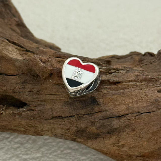 Egypt Flag Exclusive Heart Bead Charm for Pandora Bracelet