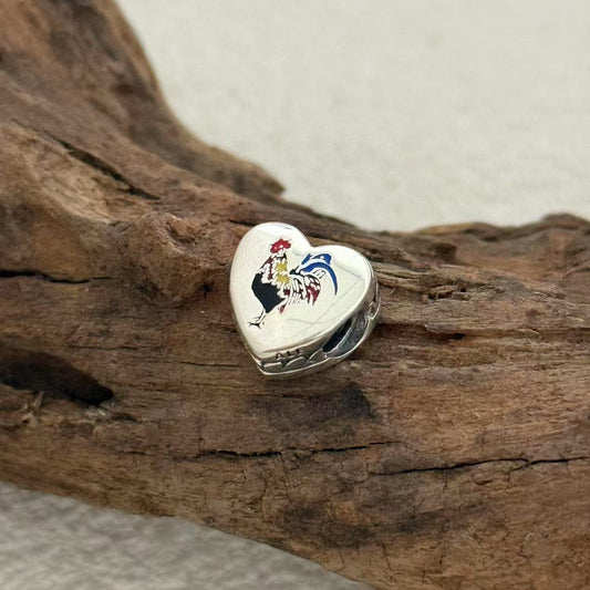 Key West Rooster Exclusive Heart Bead Charm for Pandora Bracelet