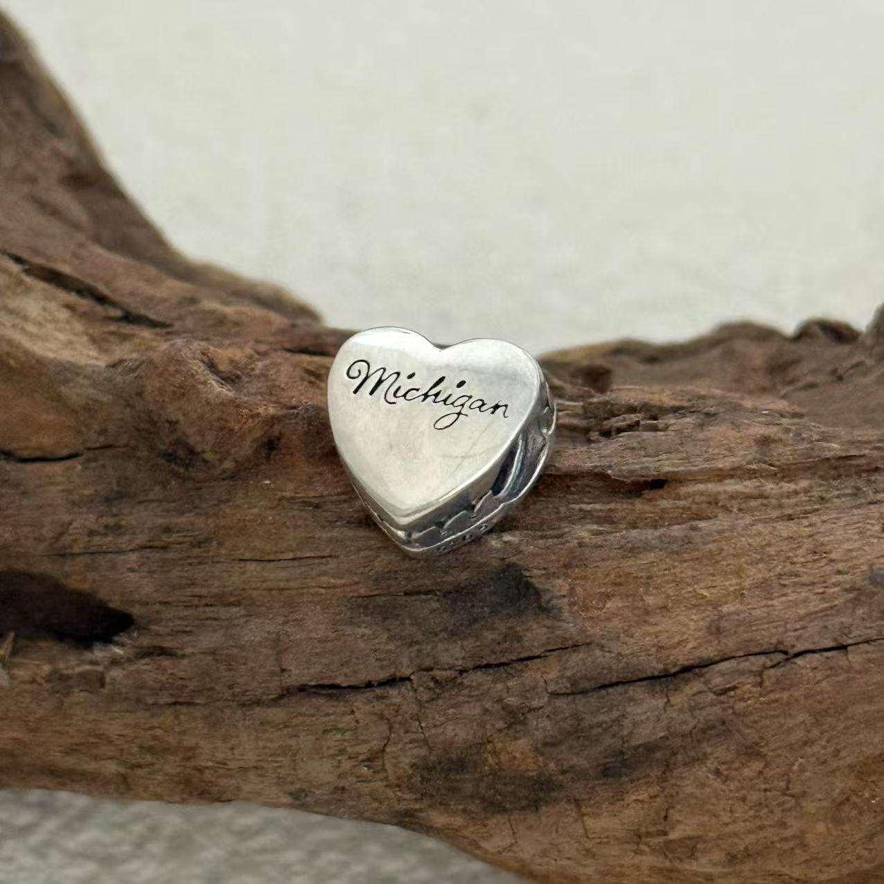 Michigan HOME Charm Exclusive Heart Bead Charm for Pandora Bracelet