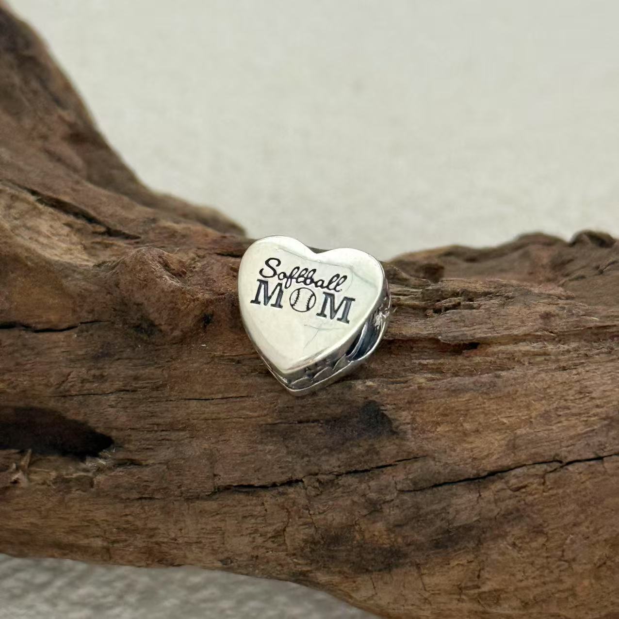 Softball Charm Exclusive Heart Bead Charm for Pandora Bracelet