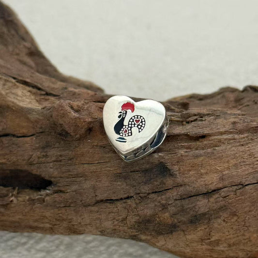 Portugal Rooster Charm Exclusive Heart Bead Charm for Pandora Bracelet