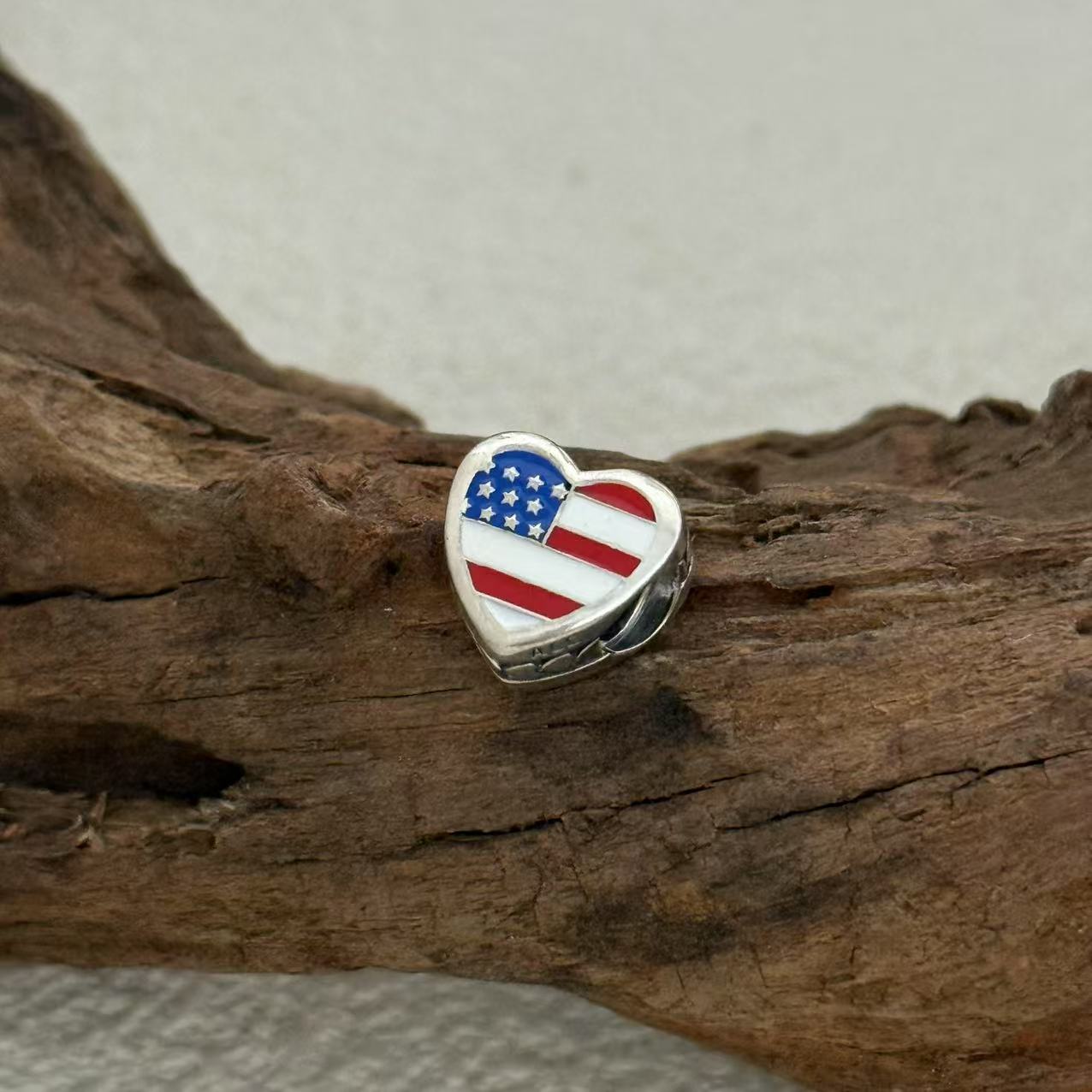 I Love USA Charm Exclusive Heart Bead Charm for Pandora Bracelet