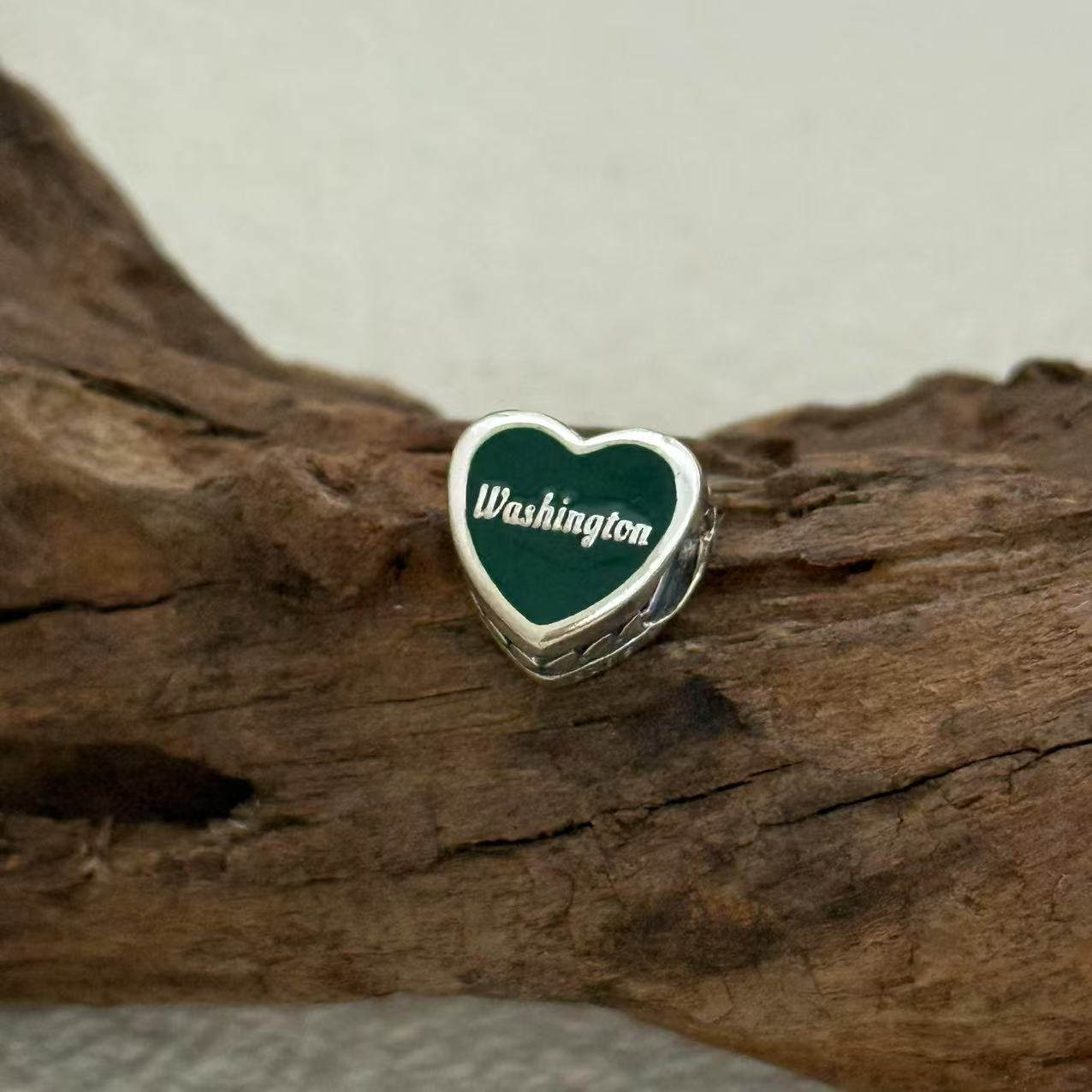 Washington Charm Exclusive Heart Bead Charm for Pandora Bracelet