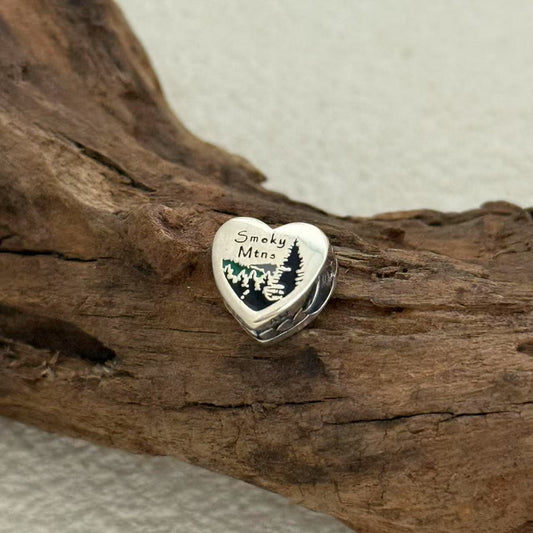 Smoky Mountains Pigeon Forge TN Charm Exclusive Heart Bead Charm for Pandora Bracelet