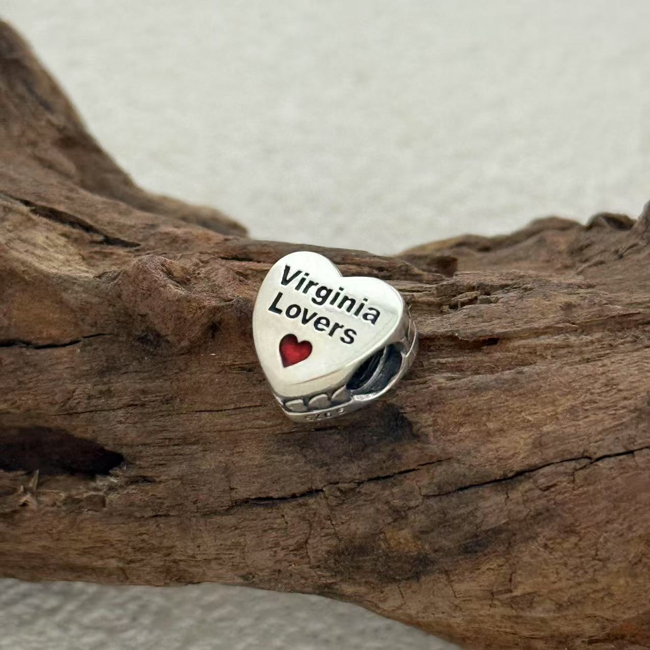 Virginia Lovers Charm Exclusive Heart Bead Charm for Pandora Bracelet