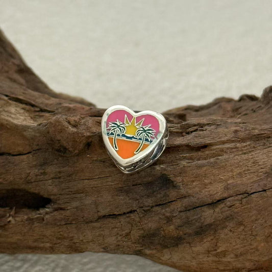 Florida Beach Charm Exclusive Heart Bead Charm for Pandora Bracelet