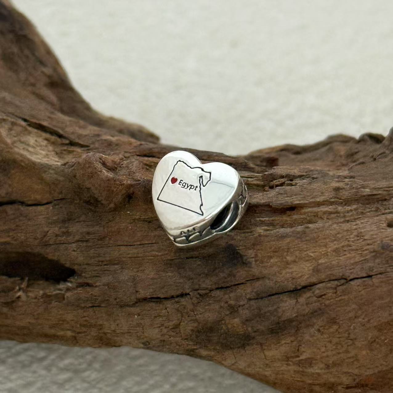 Egypt Map Charm Exclusive Heart Bead Charm for Pandora Bracelet