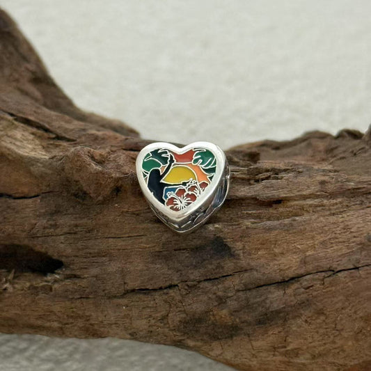 Aloha Hawaii Charm Exclusive Heart Bead Charm for Pandora Bracelet