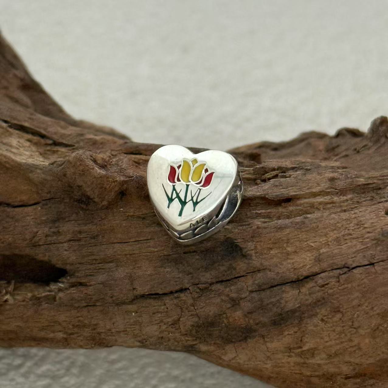 Holland Tulip Charm Exclusive Heart Bead Charm for Pandora Bracelet