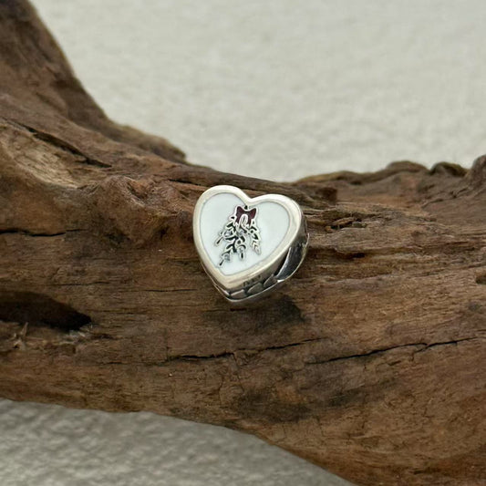 Christmas Kiss Me Charm Exclusive Heart Bead Charm for Pandora Bracelet