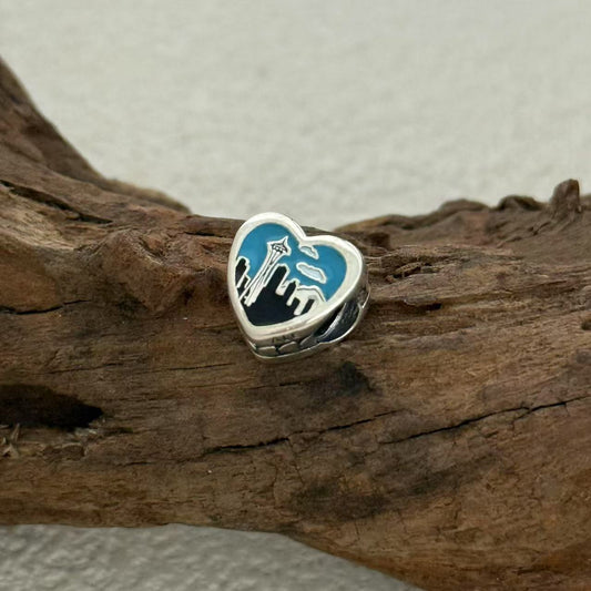 Seattle Space Needle Olympic Mountains Exclusive Heart Bead Charm for Pandora Bracelet