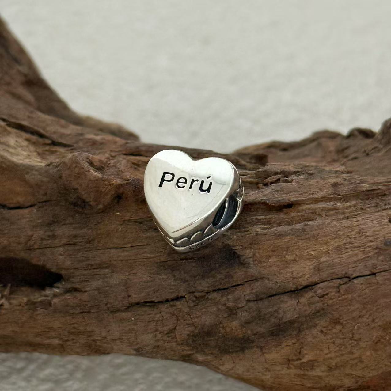 Machu Picchu Peru en corazon Exclusive Heart Bead Charm for Pandora Bracelet