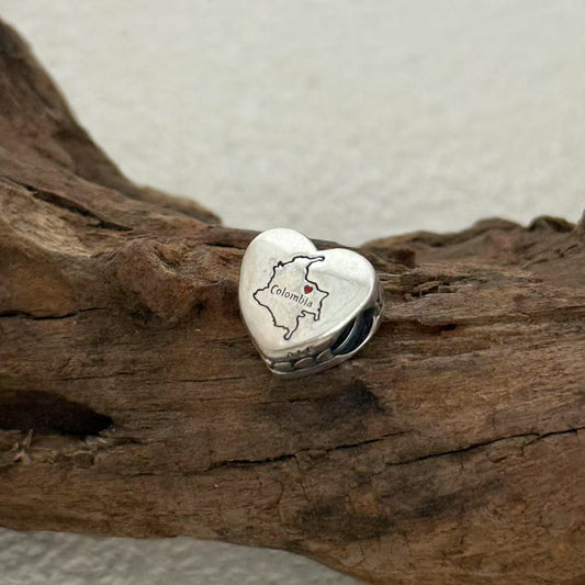 Colombia Map Exclusive Heart Bead Charm for Pandora Bracelet