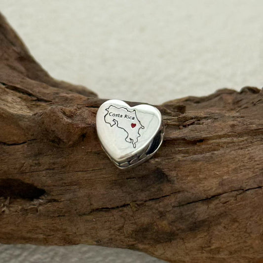 Costa Rica Map Exclusive Heart Bead Charm for Pandora Bracelet