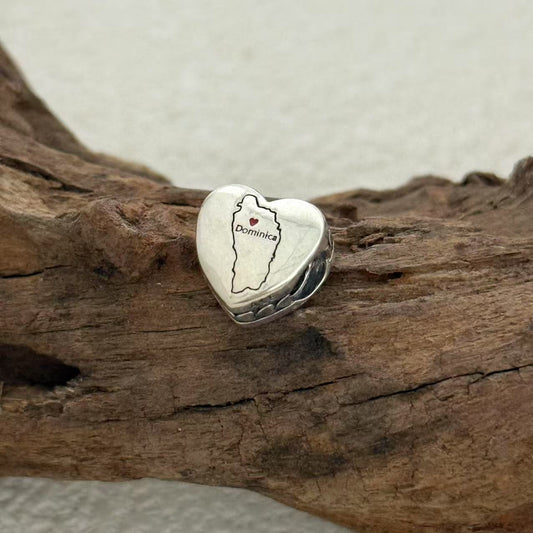 Dominica Map Exclusive Heart Bead Charm for Pandora Bracelet