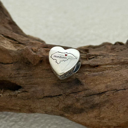 Honduras Map Exclusive Heart Bead Charm for Pandora Bracelet