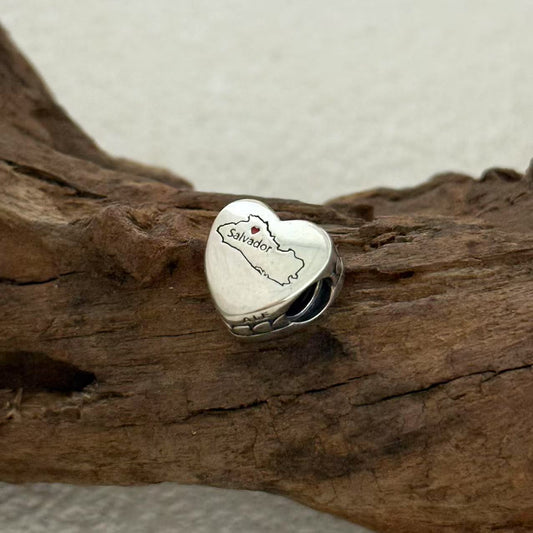 Salvador Map Exclusive Heart Bead Charm for Pandora Bracelet