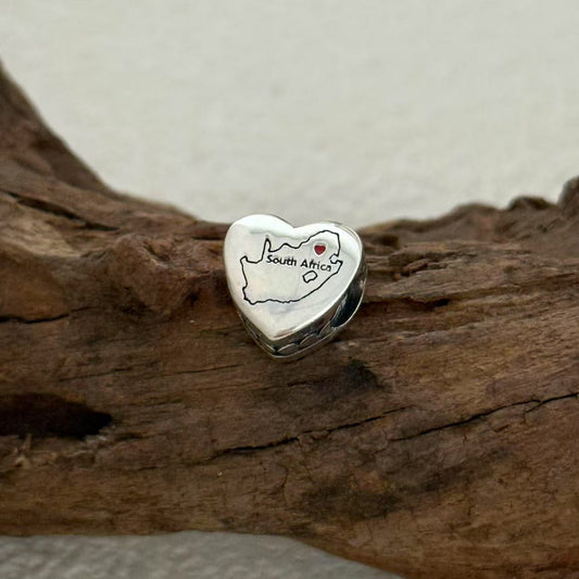 South Africa Map Exclusive Heart Bead Charm for Pandora Bracelet