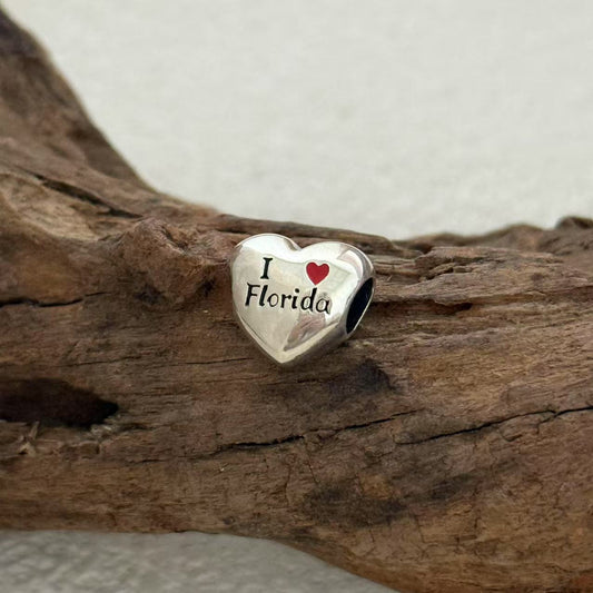 I Love Florida Exclusive Heart Bead Charm for Pandora Bracelet