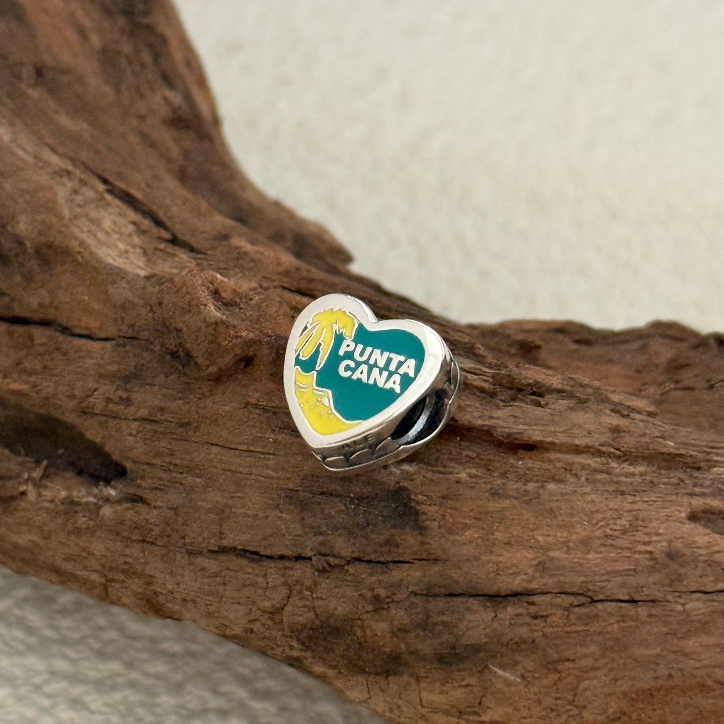 Punta Cana Green Exclusive Heart Bead Charm for Pandora Bracelet