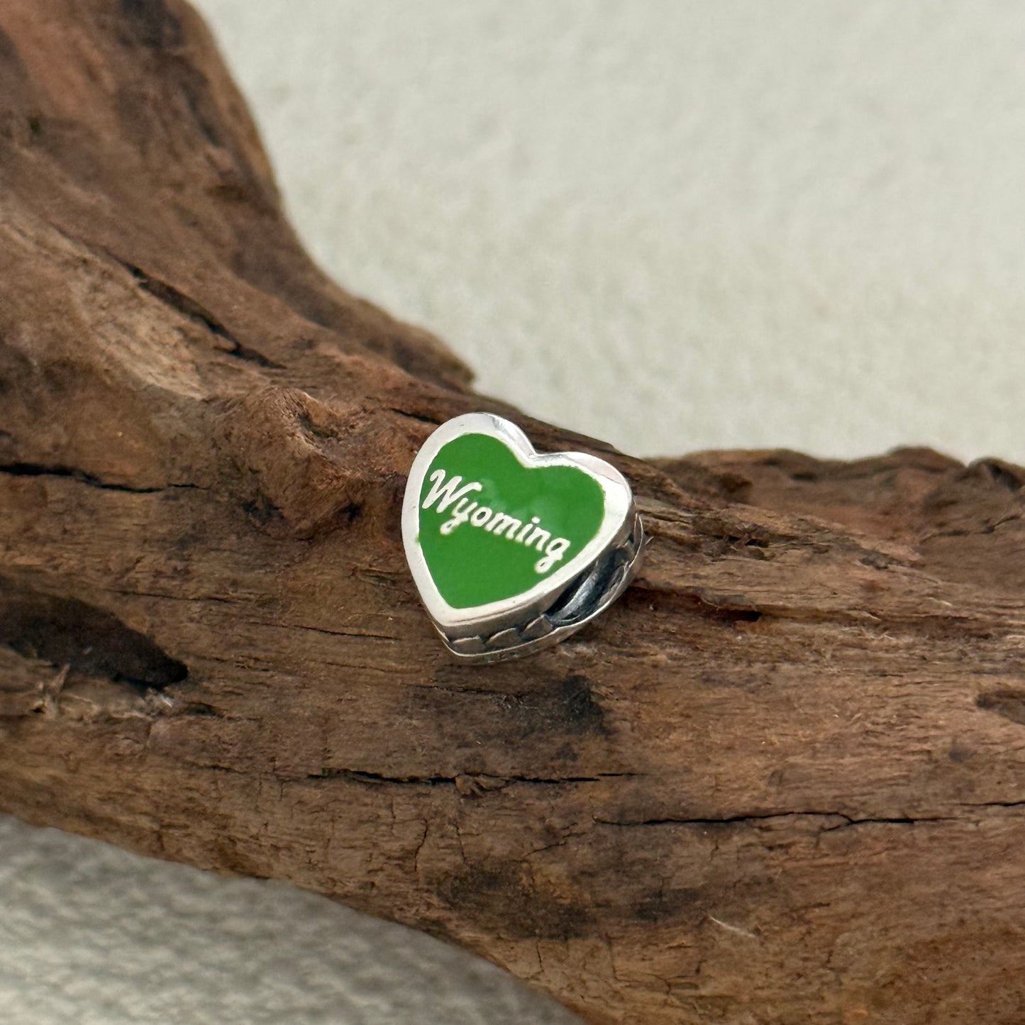Wyoming Exclusive Heart Bead Charm for Pandora Bracelet